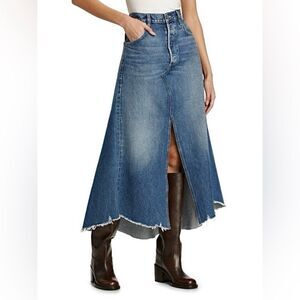 Citizens Of Humanity Mina Denim Maxi Skirt 27” Waist Frayed